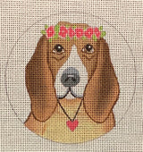 Needlepoint Handpainted Danji Beagle 4"