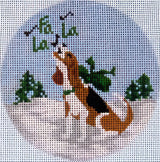 Needlepoint Handpainted Tina Griffin Beagle's Song 4"