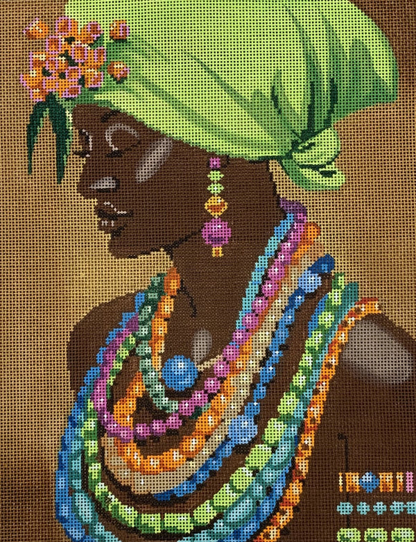 Needlepoint Handpainted Labors of Love Bejeweled Lady 13x10