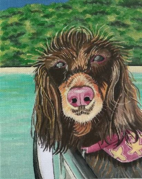 Needlepoint Handpainted Purple Palm Bella 8x10