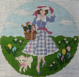 Needlepoint Handpainted Gingham Stitchery Betty Loves Easter 4.75"