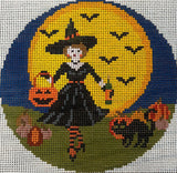 Needlepoint Handpainted Gingham Stitchery Betty Loves Halloween w/ Stitch Guide