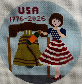 Needlepoint Handpainted Gingham Stitchery Betty Loves Liberty 4.75"