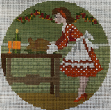 Needlepoint Handpainted Gingham Stitchery Betty Loves Thanksgiving w/Stitch Guide