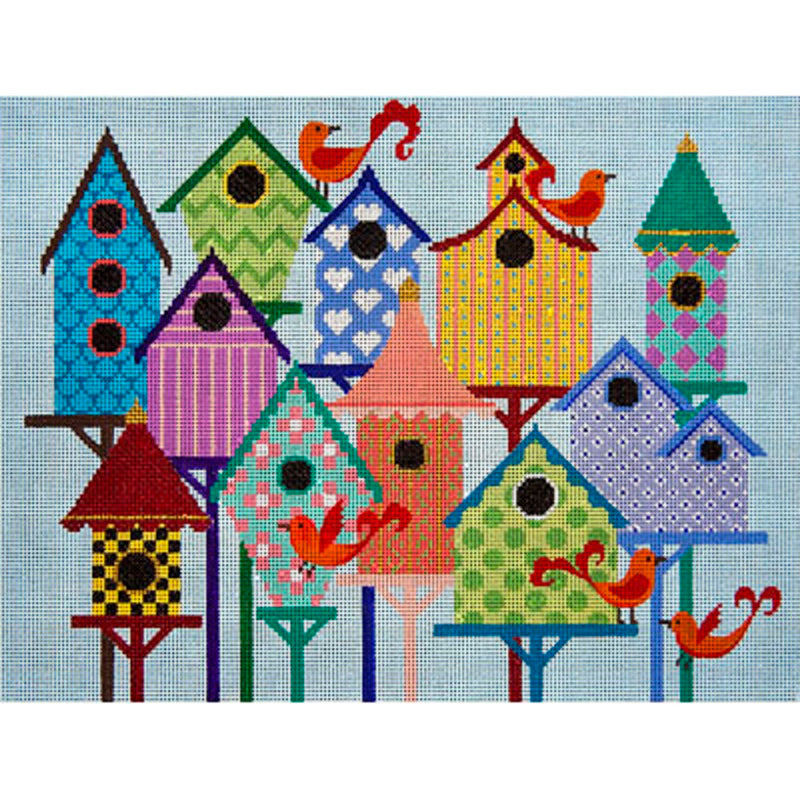 Needlepoint HandPainted JP Needlepoint Bird City 11x15