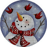 Needlepoint Handpainted Rebecca Wood Bird Party 4"