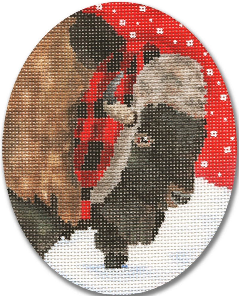 Needlepoint Handpainted Christmas CBK Bison 4x5