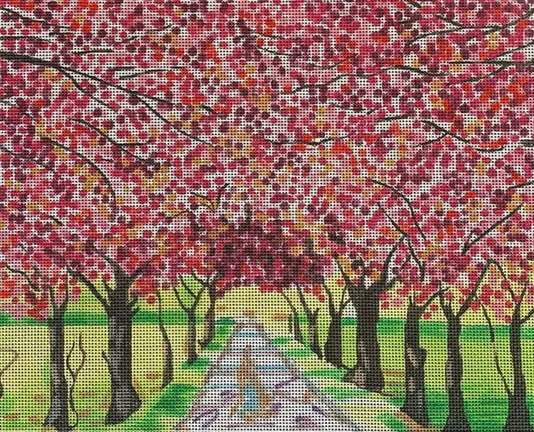 Needlepoint Handpainted Colors of Praise Blooming Tree Alley 13x10