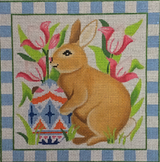 Needlepoint Handpainted Suzie Vallerie Bunny 8x8