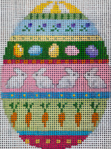 Needlepoint Handpainted Susan Roberts Rabbit Stripe Egg 4"