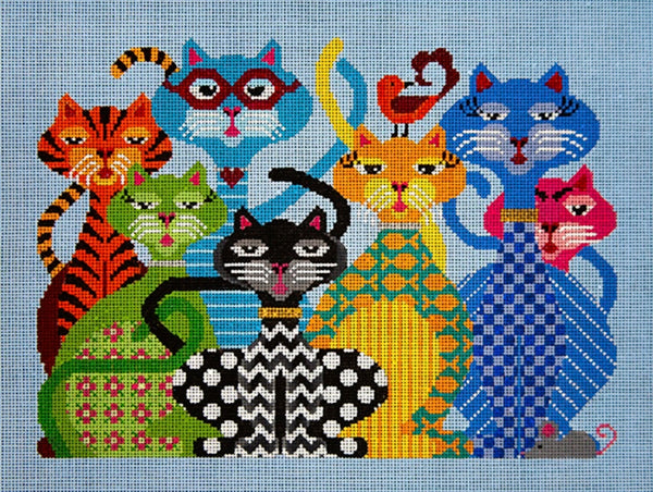 Needlepoint HandPainted JP Needlepoint Catitude 14x11