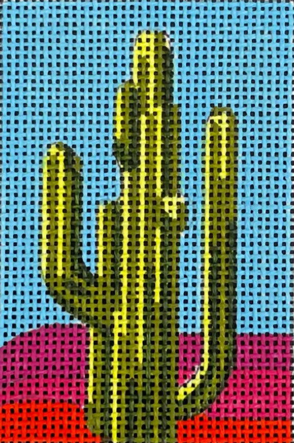 Needlepoint Handpainted Colors of Praise Luggage Insert Cactus 3x2