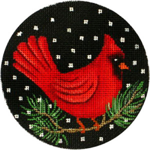 Needlepoint Handpainted Amanda Lawford Christmas Cardinal 4"