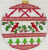 Needlepoint Handpainted Tina Griffin Cardinal 4"