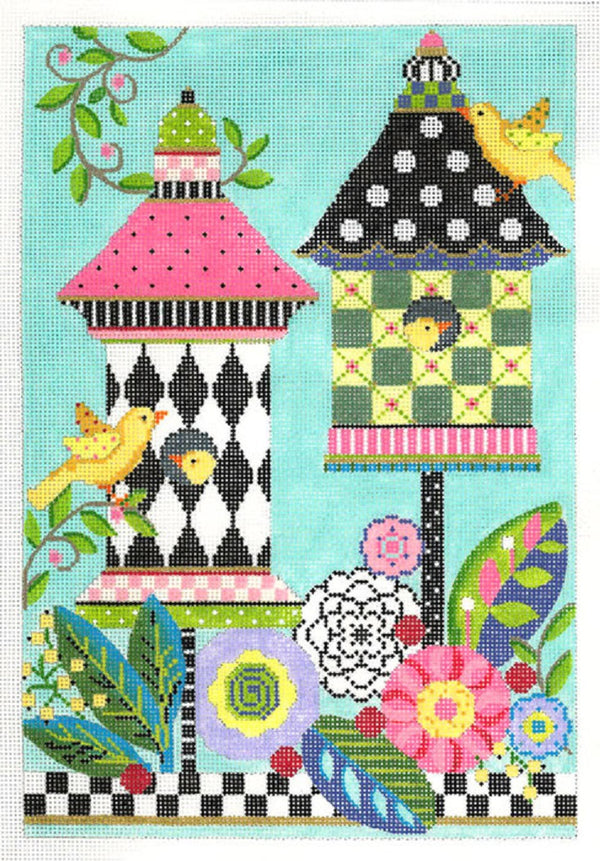 Needlepoint Handpainted Kelly Clark Celebration Birdhouse w/ Stitch Guide +Kit