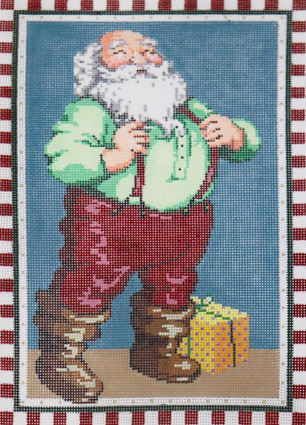 Needlepoint Handpainted Christmas Sandra Gilmore Checked Santa 6x10