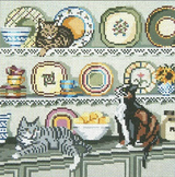 Needlepoint Handpainted Needle Crossings China Cats 9x9