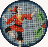 Needlepoint Handpainted Rebecca Wood Chinese Dancer 4"