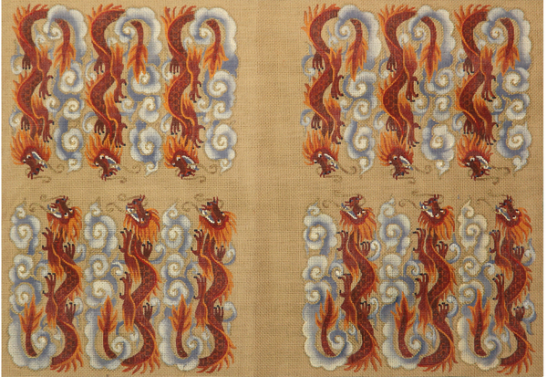 Needlepoint Handpainted Liz Goodrick Dillon Backgammon Chinese Red Dragon