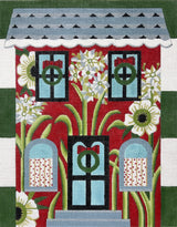 Needlepoint Handpainted Alice Peterson Christmas Flower House 11x14