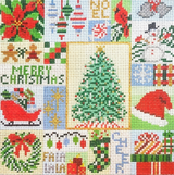 Needlepoint Handpainted Needle Crossings Christmas Quilt 7"