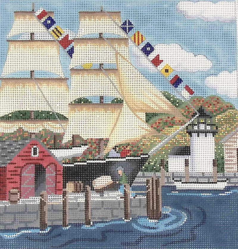 Needlepoint Handpainted CBK Clipper Ship 11x11