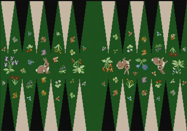 Needlepoint Handpainted Susan Roberts Backgammon Board Cluny