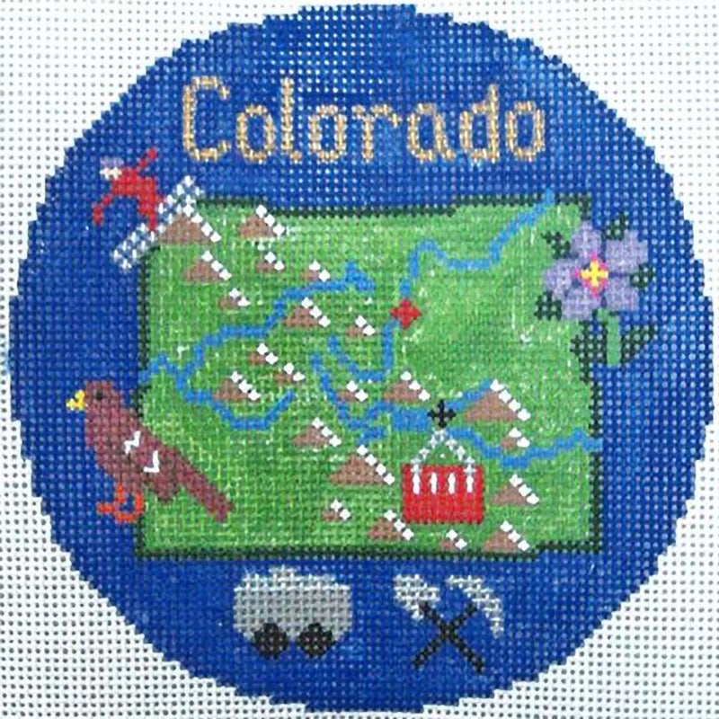 Needlepoint Handpainted Silver Needle Colorado Christmas