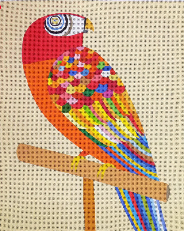 Needlepoint Handpainted Julie Mar Colorful Parrot 8x10