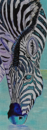 Needlepoint Handpainted Purple Palm Cool Drink 6x16