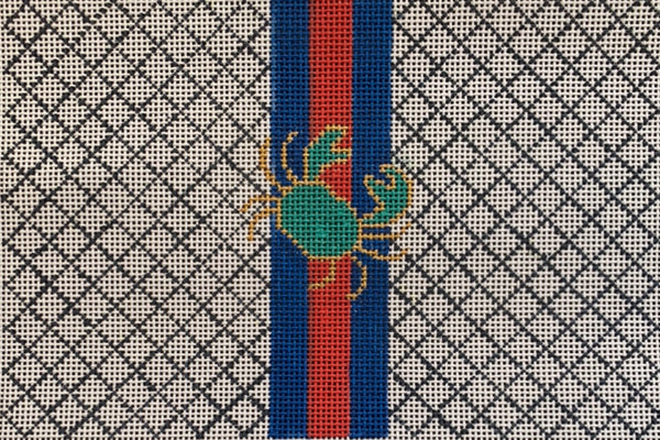 Needlepoint Handpainted Suzie Vallerie Crab Clutch 6x9