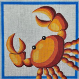 Needlepoint Handpainted Raymond Crawford Crab Square 8x8