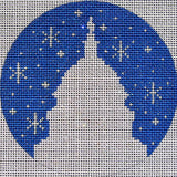 Needlepoint Handpainted Amanda Lawford Christmas Snow Spangled DC 4"