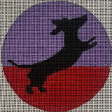 Needlepoint Handpainted Suzie Vallerie Dachshund 4"