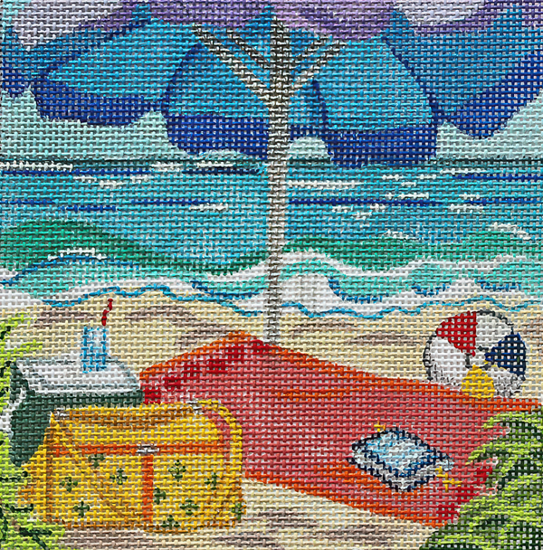 Needlepoint Handpainted PLD Designs Day at the Beach 6x6