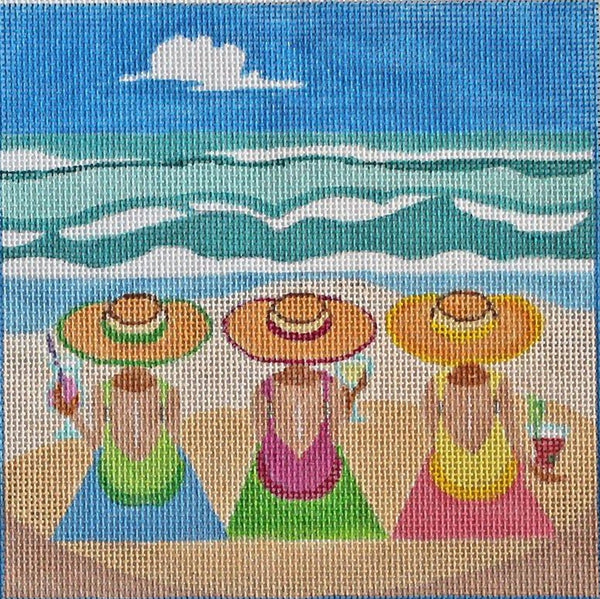 Needlepoint Handpainted Julie Mar Beach Girls Day at Beach 6x6