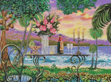 Needlepoint Handpainted PLD Designs Dining by the Sea 12x16