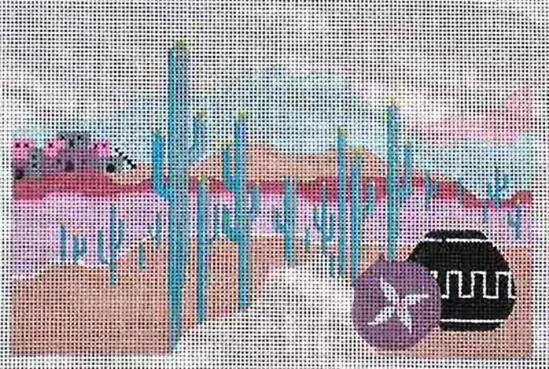 Needlepoint Handpainted Sundance Designs Distant Pueblo w/Stitch Guide