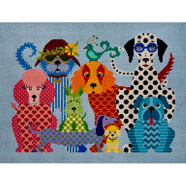 Needlepoint HandPainted JP Needlepoint Dog Gone Good 14x11