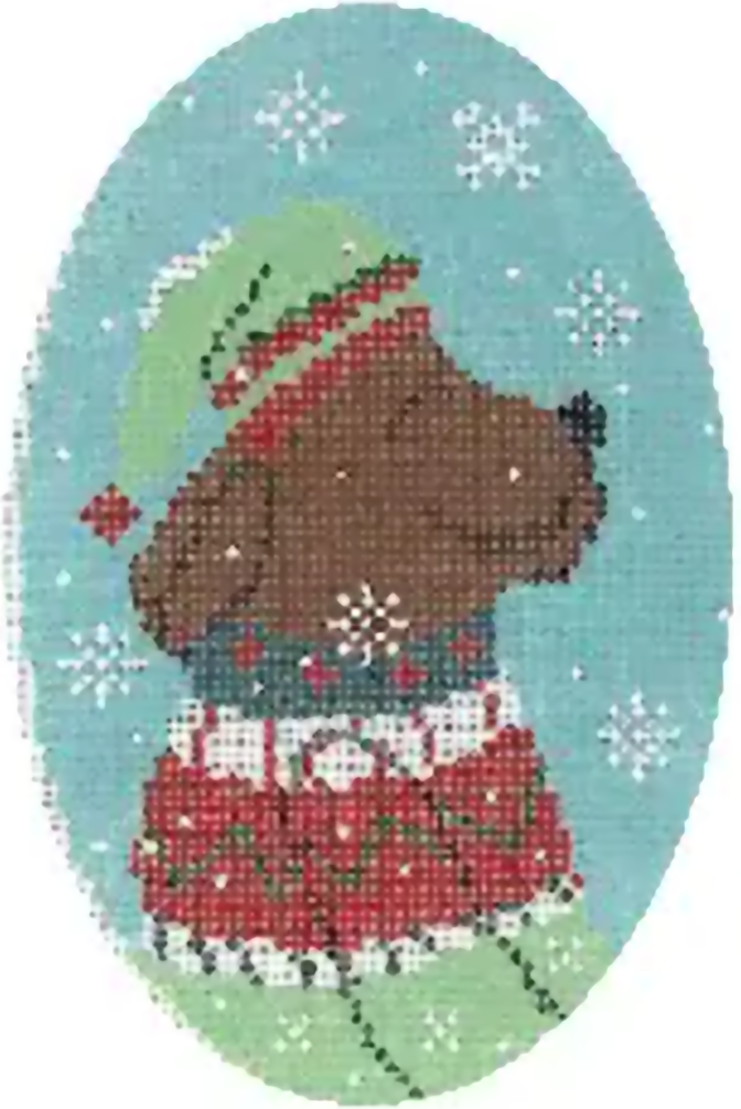 Needlepoint Handpainted Christmas CBK Dog w/ Sweater 3x5