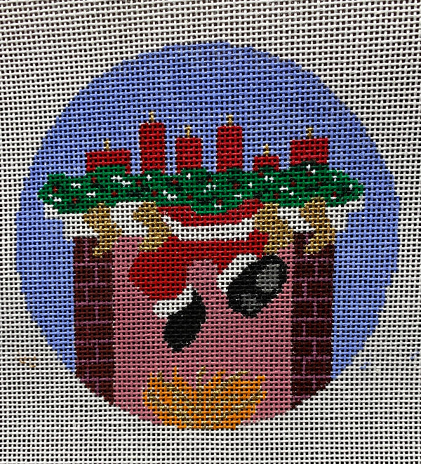Needlepoint Handpainted Christmas Suzie Vallerie Down the Chimney 4"