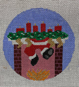 Needlepoint Handpainted Christmas Suzie Vallerie Down the Chimney 4"