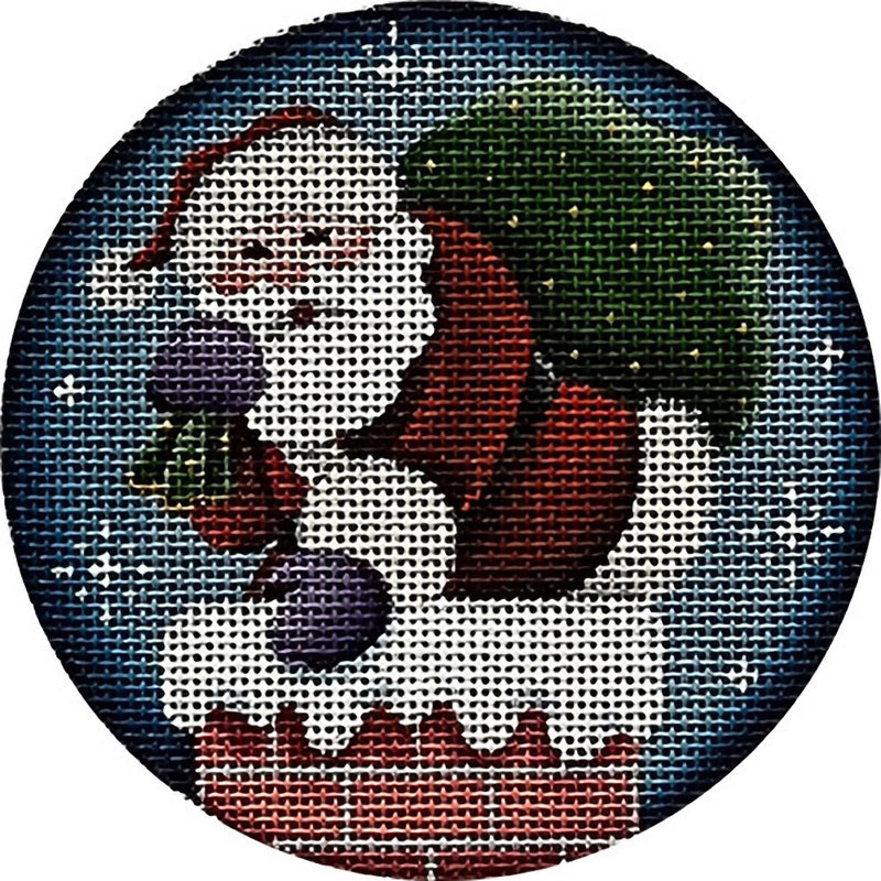 Needlepoint Handpainted Rebecca Wood Down the Chimney 4"