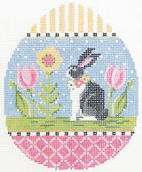 Needlepoint Handpainted Kelly Clark Easter Rabbit Egg 4x5