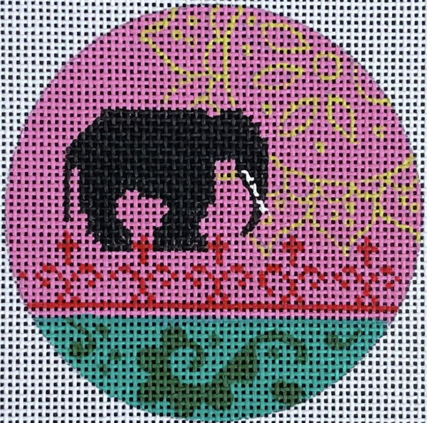 Needlepoint Handpainted Colors of Praise Elephant Pink 3"
