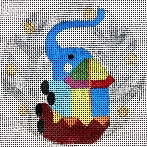 Needlepoint Handpainted Christmas Melissa Prince Elephant Abstract 4"