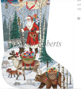 Needlepoint Handpainted Liz Goodrick Dillon Christmas Stocking The Entourage 21"