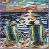 Needlepoint Handpainted PLD Designs Evening at the Beach 5x5
