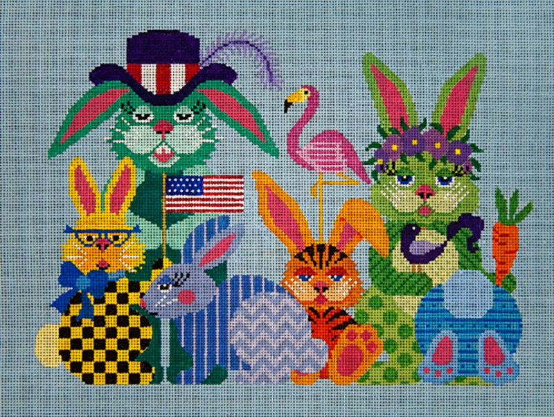 Needlepoint HandPainted JP Needlepoint Every Bunny 14x11