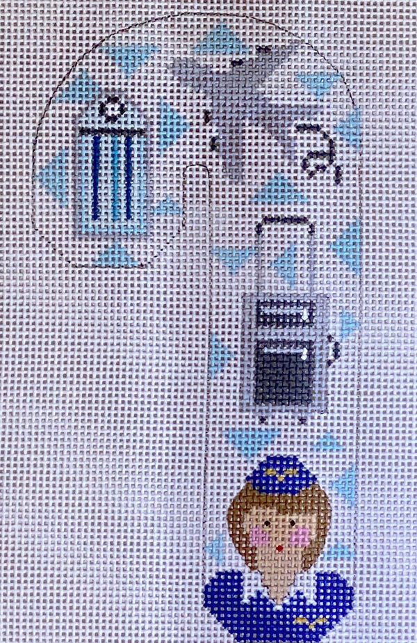 Needlepoint Handpainted Christmas Danji Flight Attendant Candy Cane 3x5
